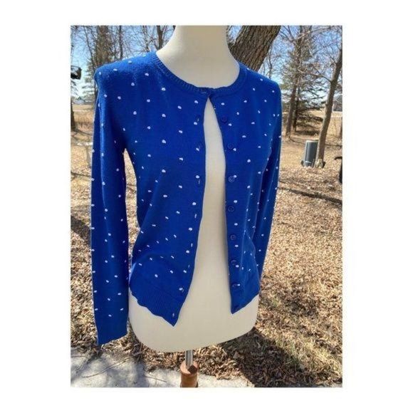 Vintage 90s Sears Polka dot Cardigan Button Up - Picture 1 of 12